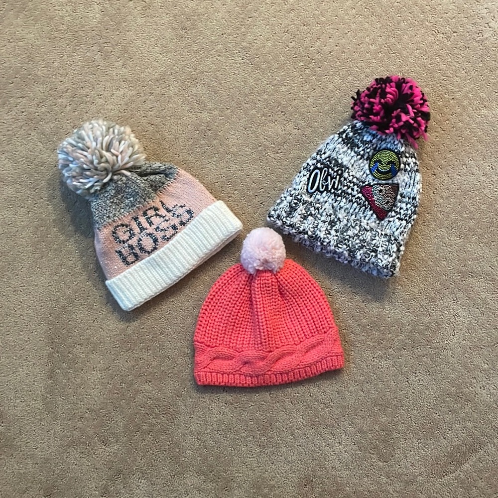 3 pack of girls winter hats